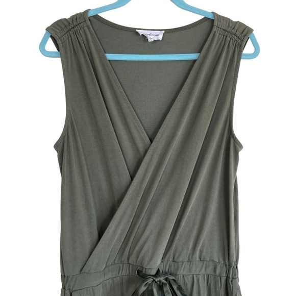 Heartloom Rivky Knit Jumpsuit Jogger Style Surplice Front Olive Green Sz M - Picture 6 of 15